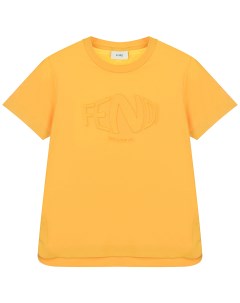 Желтая футболка с логотипом в тон детская Fendi