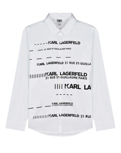 Белая рубашка с черным логотипом детская Karl lagerfeld kids