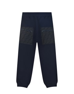 Темно синие спортивные брюки с накладными карманами детское Fendi