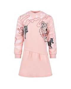 Розовое платье с принтом тигр детское Kenzo