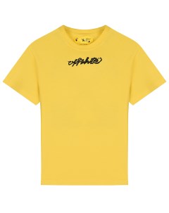 Желтая футболка с черным логотипом детская Off-white