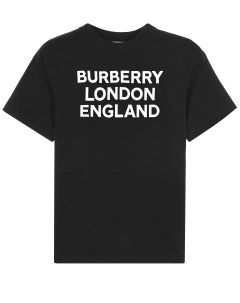 Черная футболка с белым принтом детская Burberry