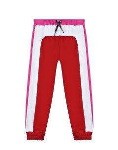 Красные спортивные брюки в стиле color block детские No21
