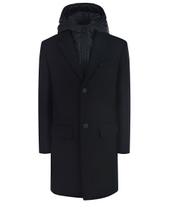 Черное пальто с капюшоном детское Fendi