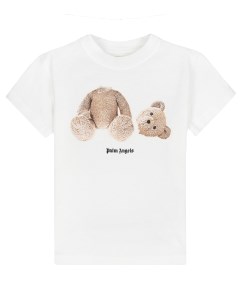 Белая футболка с принтом медвежонок детская Palm angels