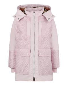 Розовая куртка с монограммой бренда детская Burberry