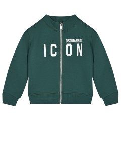 Темно зеленая спортивная куртка с принтом ICON детское Dsquared2
