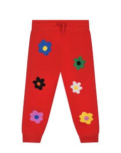 Красные спортивные брюки с аппликацией цветы детские Stella mccartney