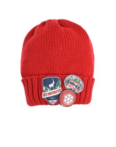 Красная шапка с нашивками и значками детская Regina