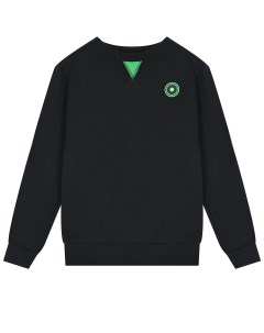 Черный свитшот с зеленым лого детский Bikkembergs