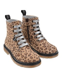 Кожаные ботинки с леопардовым принтом детские Monnalisa