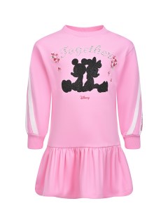 Розовое платье с принтом Together детское Monnalisa