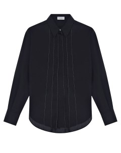 Черная рубашка с бусиинами детская Brunello cucinelli