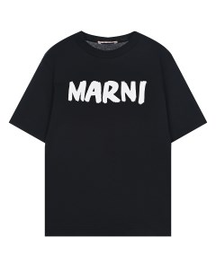 Черная футболка с белым лого детская Marni