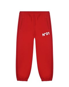 Красные спортивные брюки с логотипом детские No21