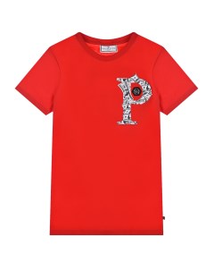 Красная футболка с крупным лого детская Philipp plein