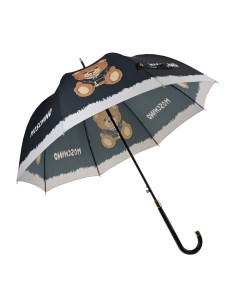 Черный зонт трость с принтом медвежонок детский Moschino