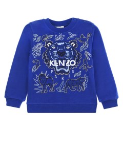 Синий свитшот с принтом тигр детский Kenzo