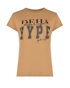 Бежевая футболка с принтом HYPE Deha
