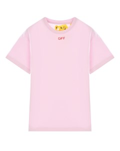 Розовая футболка с логотипом детская Off-white