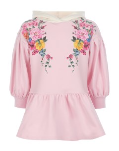 Розовое платье с капюшоном детское Monnalisa