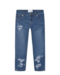 Синие джинсы с вышивкой розы детские Ermanno scervino