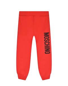 Красные спортивные брюки с вертикальным лого детские Moschino