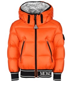 Оранжевая куртка пуховик с капюшоном детская Moncler