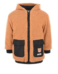 Коричневая куртка с накладными карманами детская Moschino