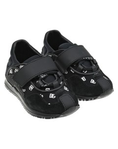 Черные кроссовки с белым лого детские Dolce&gabbana