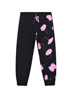 Черные спортивные брюки с цветочным принтом детские No21