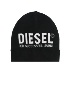 Черная шапка с белым логотипом детская Diesel