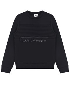 Черный свитшот с карманом на молнии детский Karl lagerfeld kids