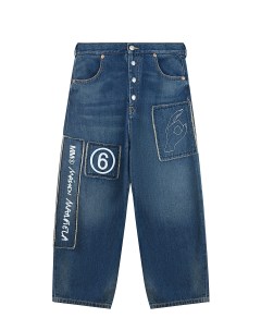 Синие джинсы с патчами детские Mm6 maison margiela