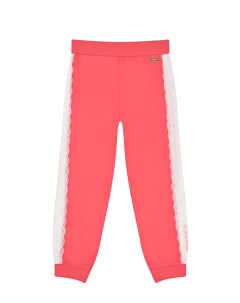 Розовые спортивные брюки с кружевными лампасами детские Guess