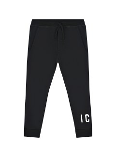 Черные спортивные брюки с принтом ICON детские Dsquared2