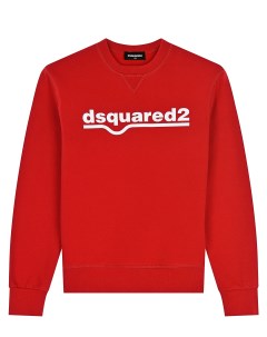 Красный свитшот с белым логотипом детский Dsquared2