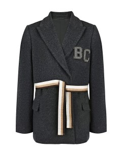 Шерстяной пиджак с поясом в полоску детский Brunello cucinelli