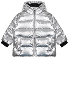 Серебристая стеганая куртка детская Givenchy