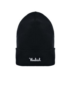 Черная шапка с белым логотипом Woolrich