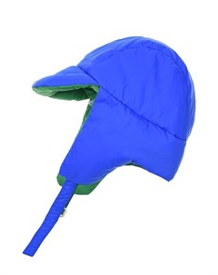 Двухстронняя шапка ушанка синий зеленый Yves salomon