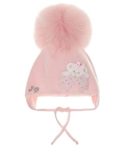 Розовая шапка с декором Мышка детская Joli bebe