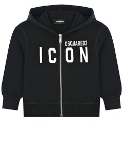 Черная спортивная куртка с принтом ICON детская Dsquared2