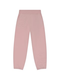 Розовые спортивные брюки с цветочной вышивкой детские Monnalisa