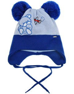 Голубая шапка с декором Мишка и самолет детская Il trenino