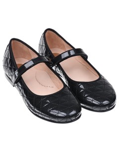 Черные стеганые туфли с перемычкой детские Beberlis