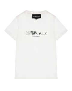 Белая футболка с принтом recycle детская Emporio armani