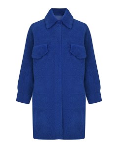 Синее пальто из овчины с карманами Blancha