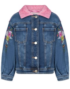 Джинсовая куртка с цветочной вышивкой детская Monnalisa