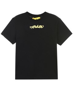 Черная футболка с желтым логотипом детская Off-white